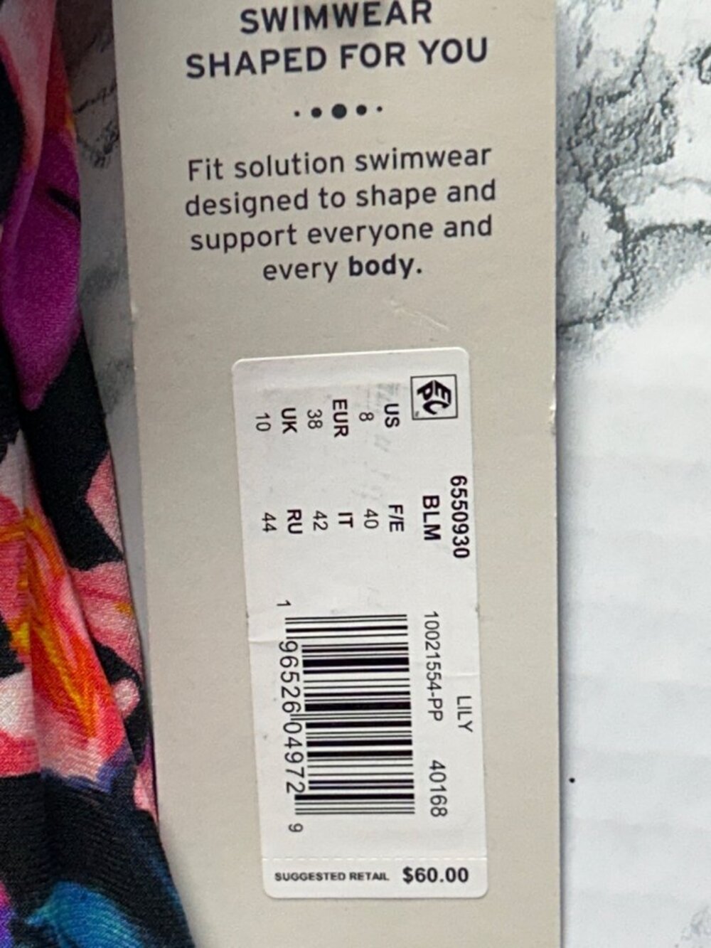 Trimshaper Size 8 Floral Tankini Swim Top ONLY Black Pink Adjustable Straps - Picture 6 of 7